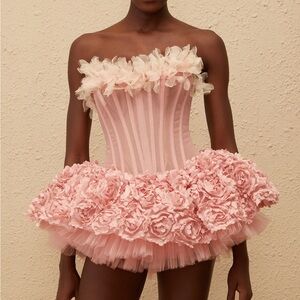 Rachel Pink 3D Petal Tulle Mini Dress